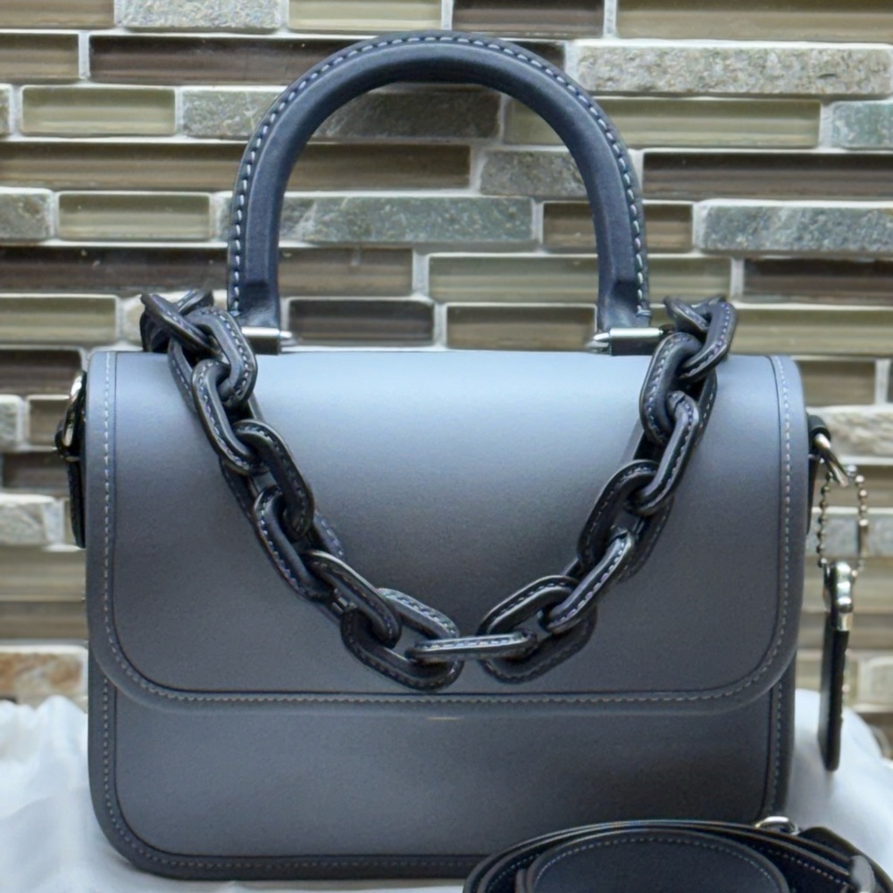 COACH Rogue Top Handle Shoulder Bag In Colorblock Gray Blue Multi C6860